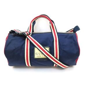 Gucci Sherry Line 2Way Nylon Mini Boston Bag Navy Blue